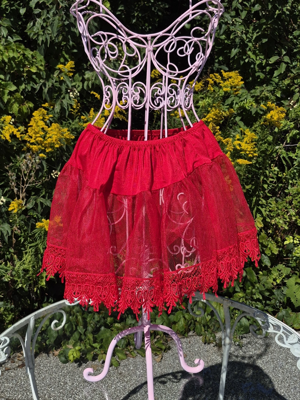 Leg Avenue Red Lace Mesh Mini Skirt - Women